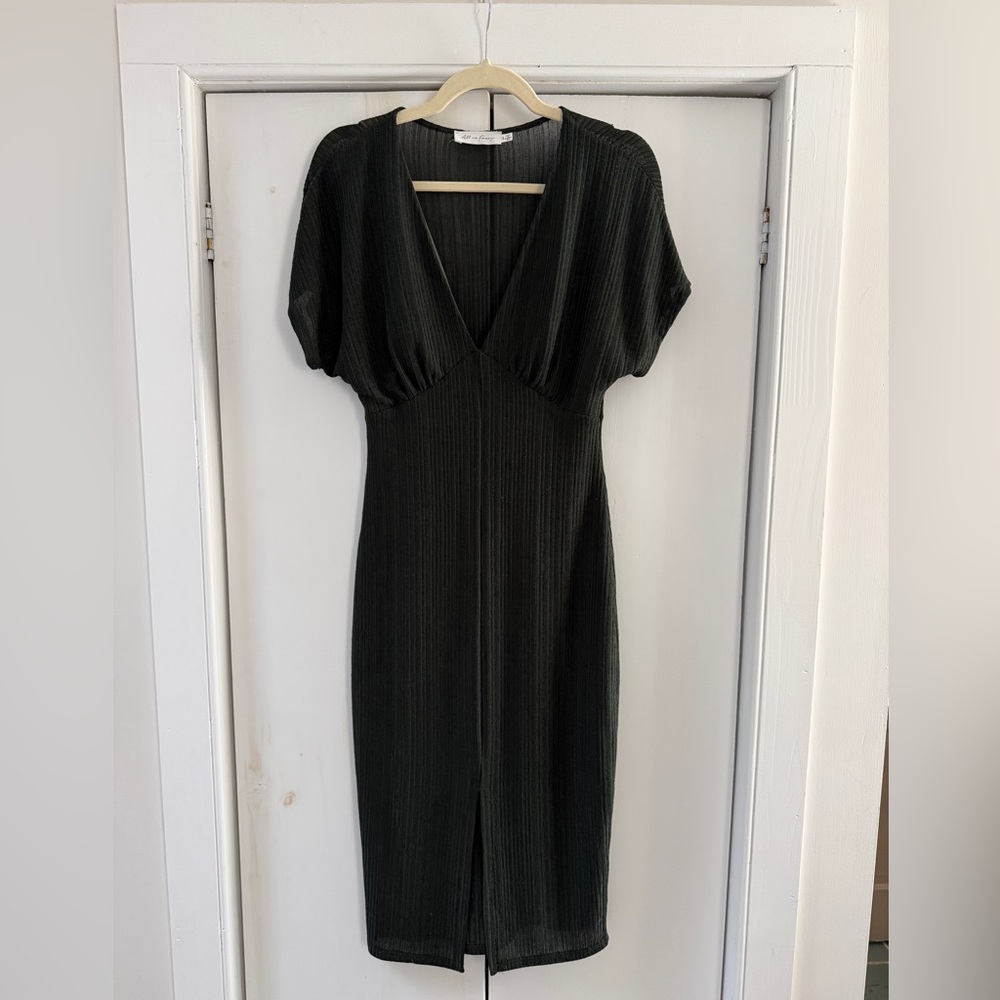 All in Favor Dark Green Midi Dress